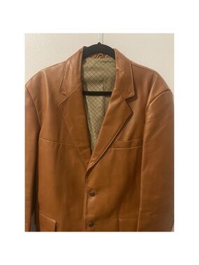 Vintage Clipper Mist Londontown Men's Brown Geniune Leather Blazer Size 42 Tall